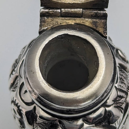 1881年 英国アンティーク 純銀 浮彫彫刻 携帯用香水瓶